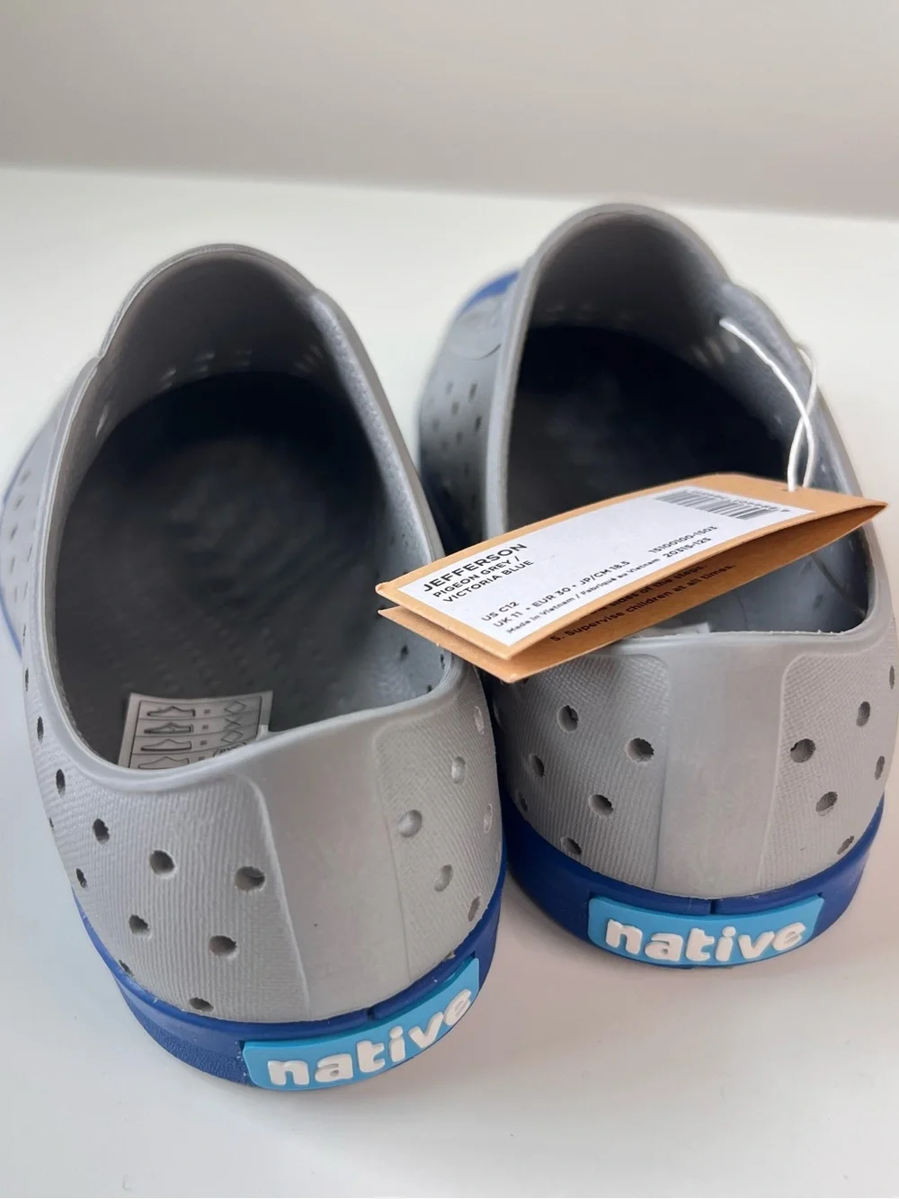 NWT Native Shoes Jefferson Kids C12 Grey Blue Shoes
